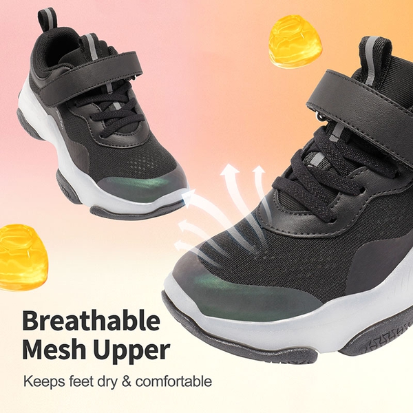 Kids Jelly Outsole Lightweight Breathable Sneakers - BLACK - 2